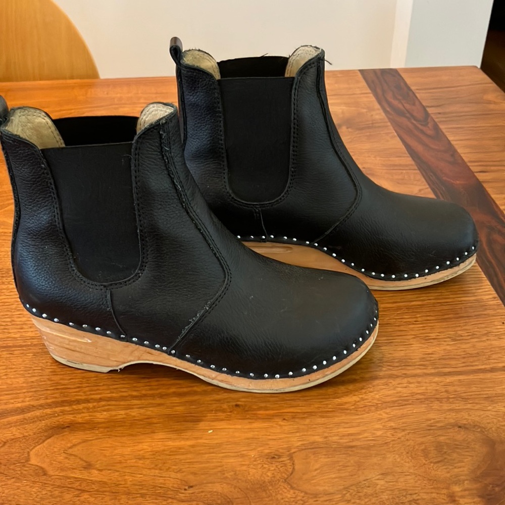 Troentorps Toefelfabrik Women’s Black Leather Clog Boots 39